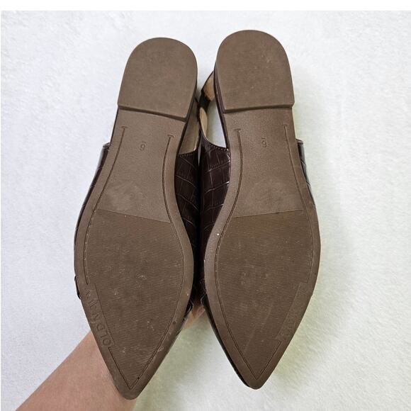 Old Navy Faux Leather Slingback Gold Chain Career Wear Flats Chocolate Size 6 - Picture 7 of 9